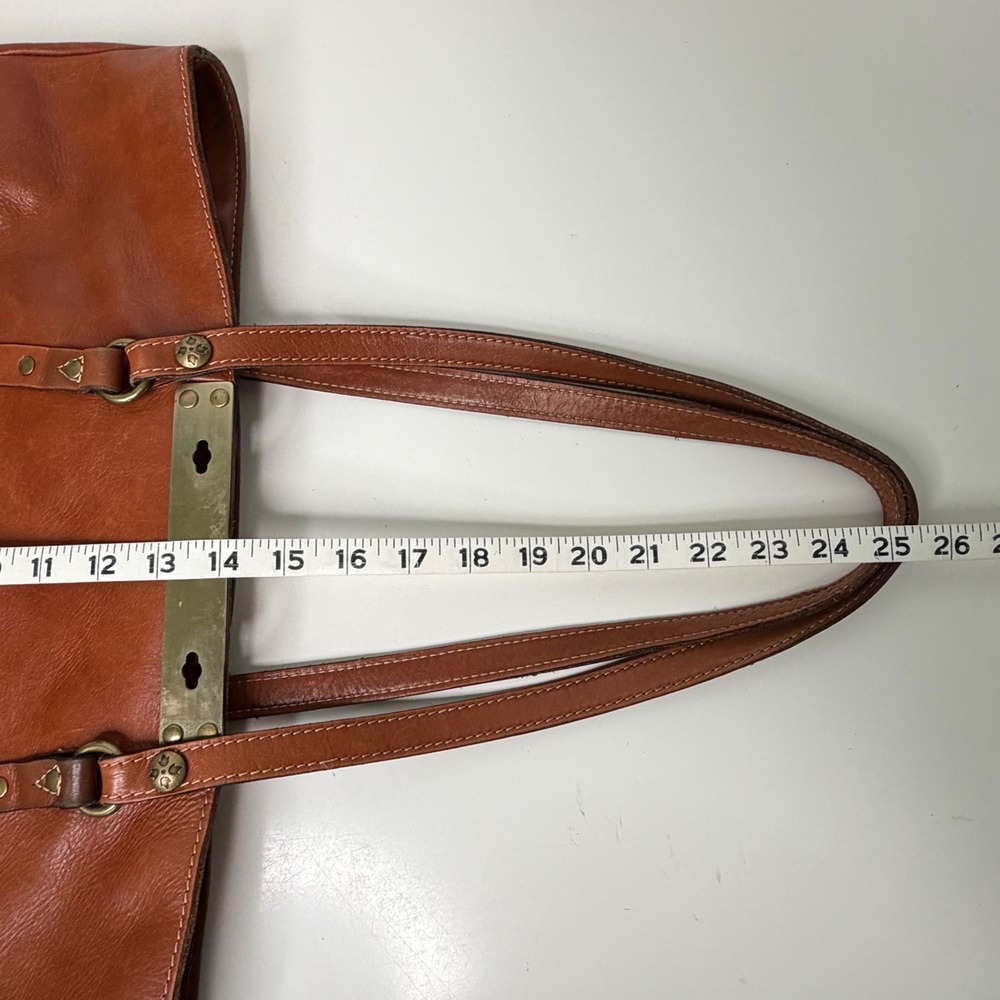 Patricia Nash Benvenuto Tote Bag Cognac Leather Studded Brass Heritage Academia - Picture 10 of 16